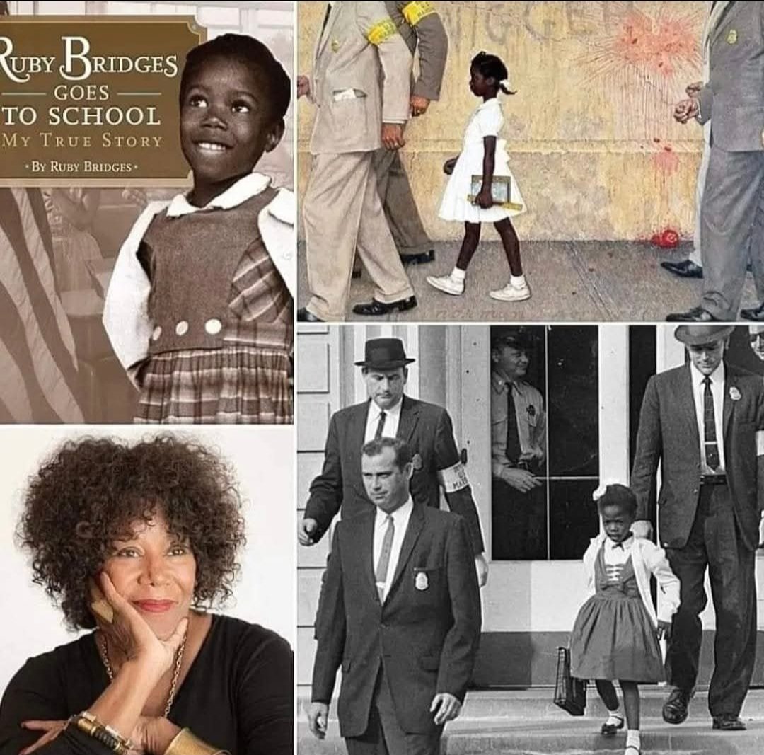 JamesCBGray's tweet image. On this date November 14,in the year 1960,a court order mandating the desegregation of schools comes into effect in New Orleans, LA.Six-year-old Ruby Bridges walks into William Frantz Elementary School, accompanied by federal marshals and taunted by angry crowds.

#rubybridges