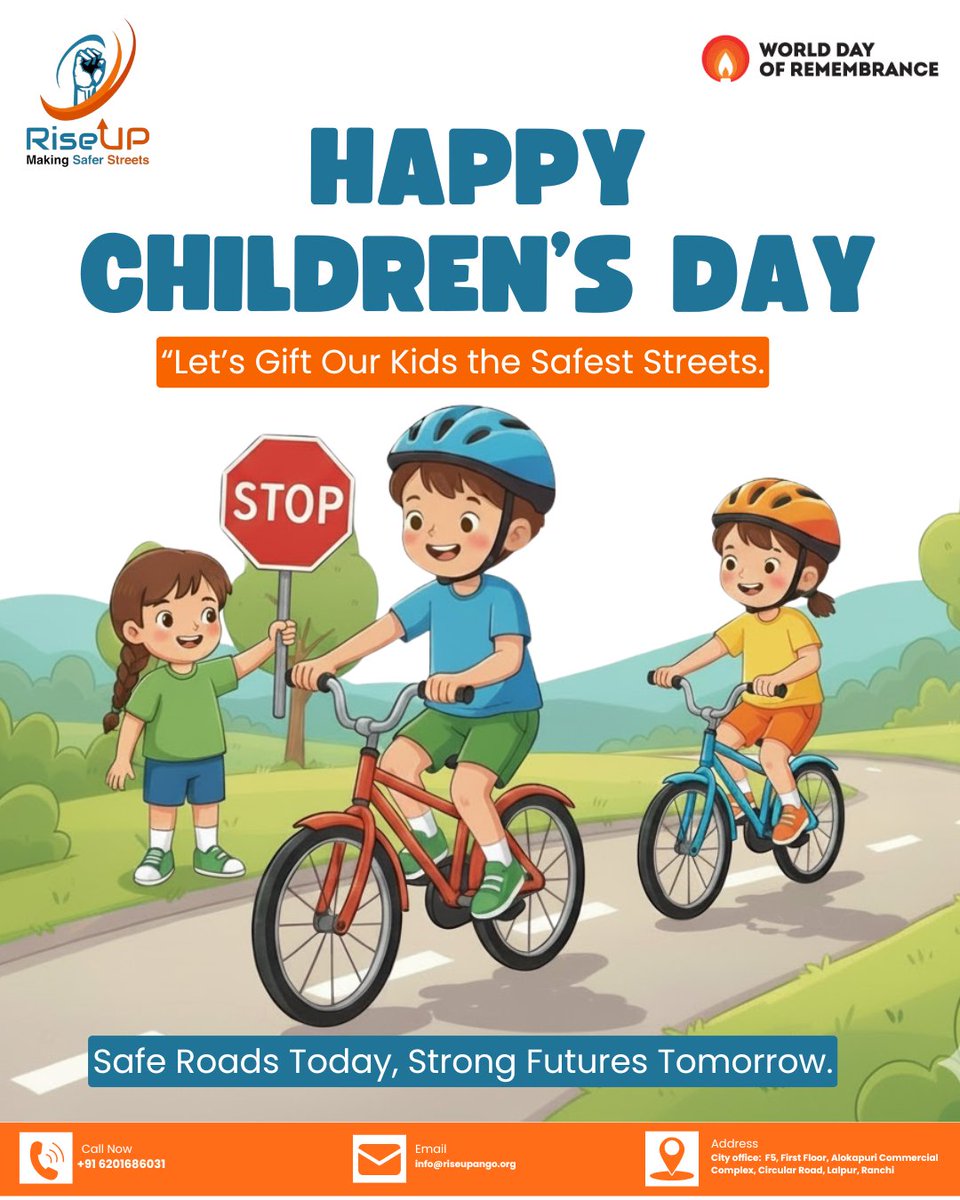 RiseUp_Ngo's tweet image. Happy Children&apos;s Day 
@IGRanchi @ranchipolice 
@rishabhriseup 
#RoadSafety