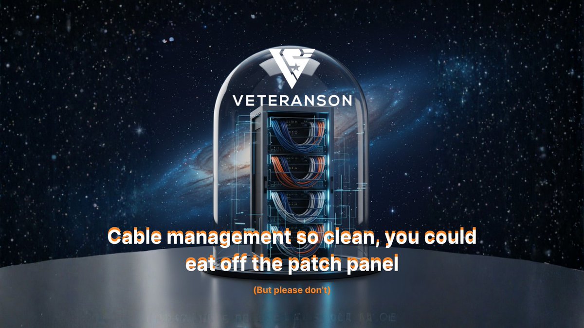 Veteranson1's tweet image. Veteranson delivers cable management perfection. ✨ 
It&apos;s more than neatness; it&apos;s network reliability, scalability, &amp;amp; optimal airflow. Certified low-voltage work that minimizes downtime.

#VeteranSon #StructuredCabling #LowVoltage #Network #DataCenter
