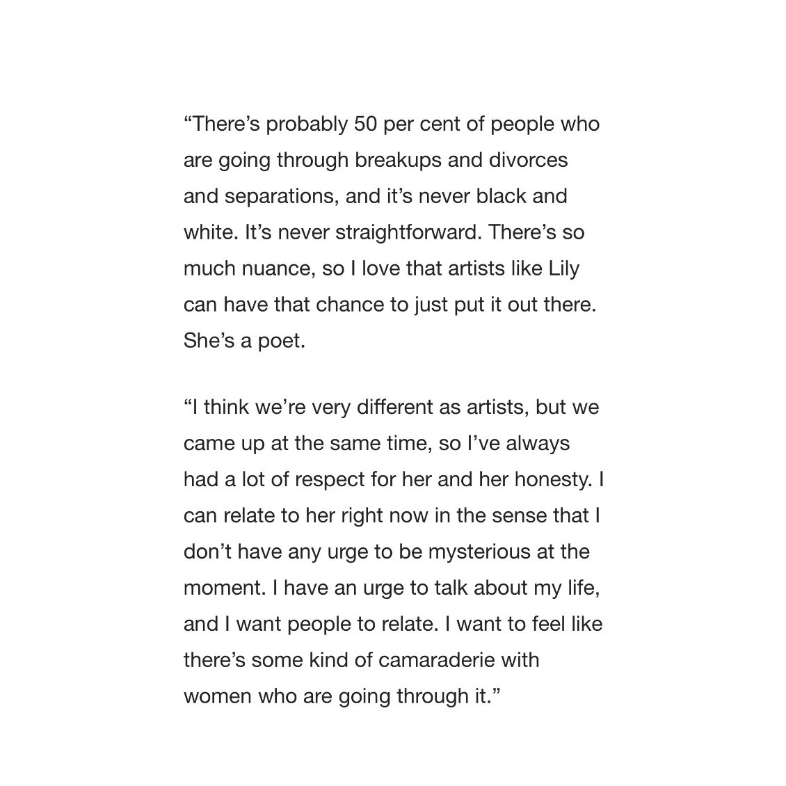 LilyAllenChart's tweet image. Ellie Goulding gushes about Lily Allen in her new GQ interview:

“I think [West End Girl] is great. I really love the honesty of it. l&apos;ve always had a lot of respect for her. I love that artists like Lily can have that chance to just put it out there. She’s a poet.”