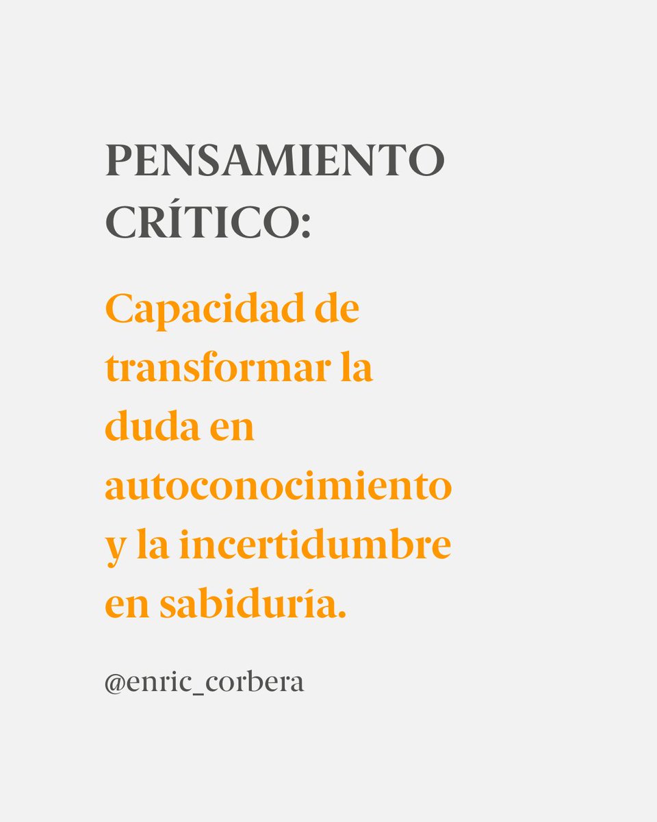 El pensamiento crítico no es dudar de todo, sino aprender a mirar con conciencia. 🧠💫

¿Te atreves a pensar más allá de lo que siempre creíste? 💬

#EnricCornera #Bioneuroemocion #PensamientoCrítico #Autoconocimiento