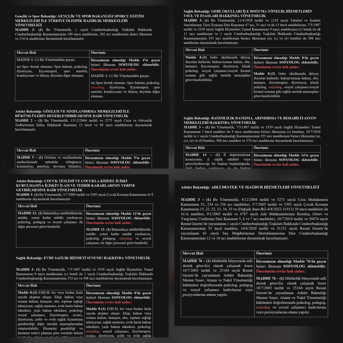 adempalabiyik_'s tweet image. Sayın Cumhurbaşkanımız @RTErdogan,

#sosyologlargünü&apos;nde, sosyologların atanmasına yönelik Aile ve Sosyal Hizmetler Bakanlığı ile Sağlık Bakanlığı yönetmelik revize (ek) önerimizi arz ediyoruz. 

Toplumsal sorunların çözümü için kadro talep ediyoruz. 

#atamayönergemizhazır