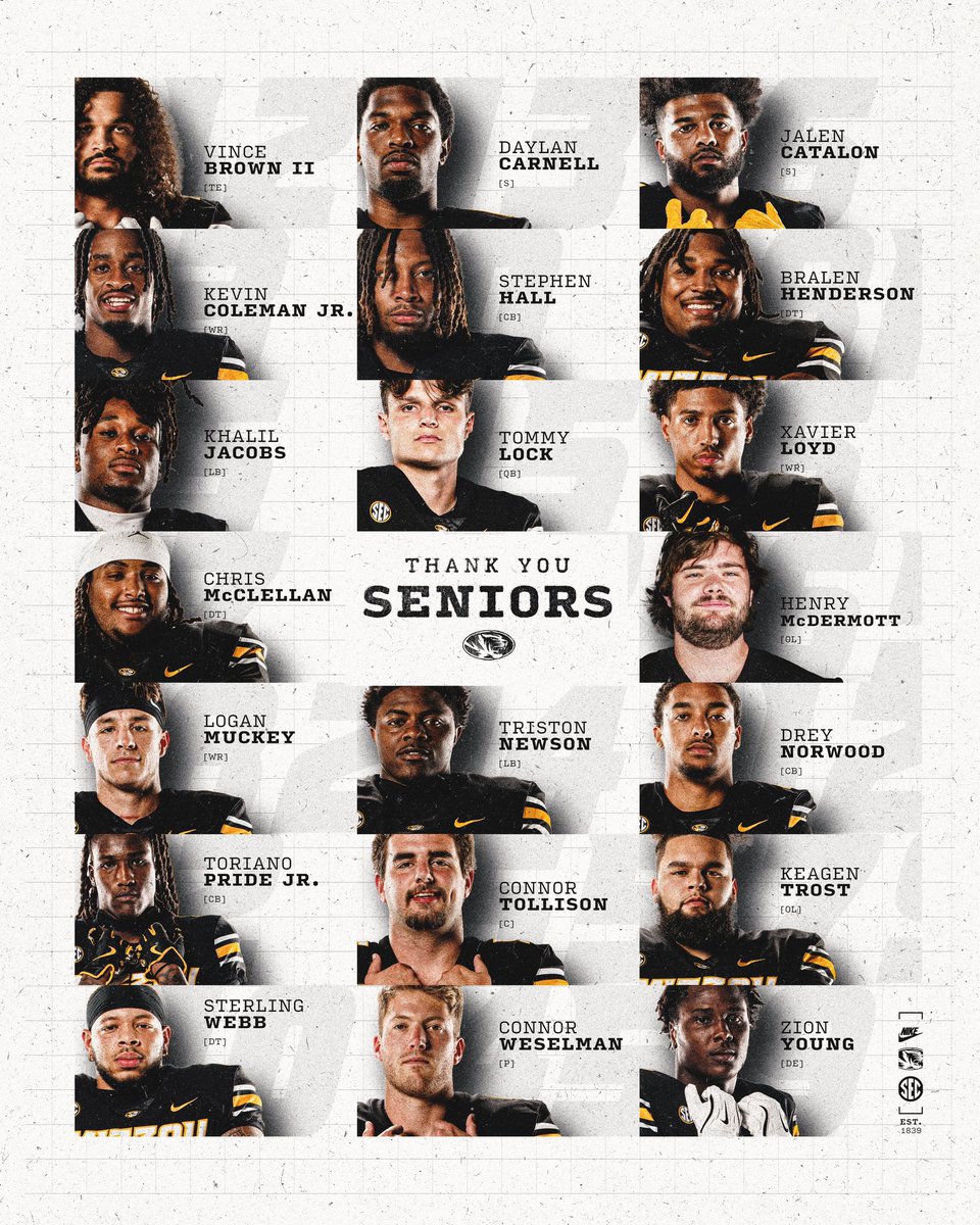 MizzouFootball's tweet image. The standard setters. The culture carriers. Thank you, Seniors. 

#MIZ | #STP