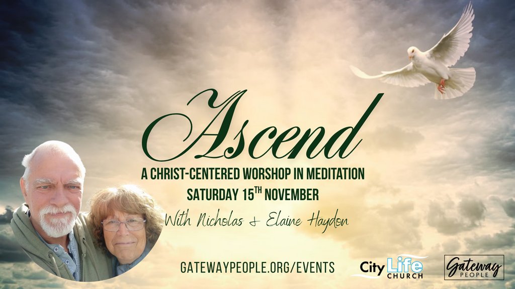 Tomorrow (Saturday 15th November) 9.30am is ASCEND with Nicholas &amp; Elaine Haydon <a href="/CLCPortsmouth/">City Life Church Portsmouth ✝️</a>! A Christ centered workshop in meditation. ✝️🌊🕊🙏

For more info &amp; to register, go to: 
🌎 mygatewaypeople.org/events 👈

#GatewayPeople #ChristianMeditation #Portsmouth
