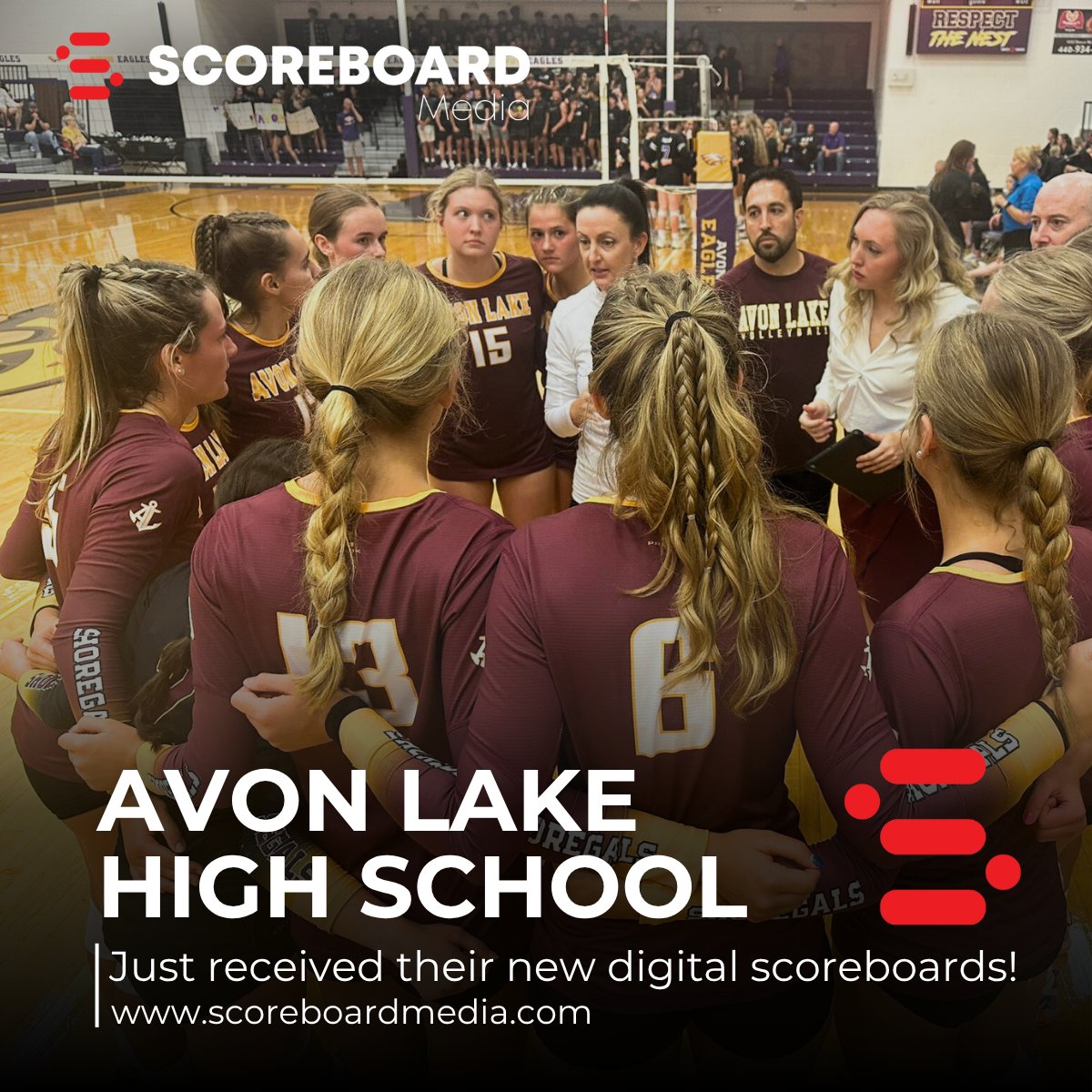 Scoreboard_100's tweet image. Big week for Avon Lake HS! Their new digital scoreboards are officially up, bringing more excitement for the Shoremen community⚡️

📣 Know a local school that deserves a free gym upgrade? Tag them below!👇

#ScoreboardMedia #AvonLakeHighSchool #OhioSchools #HighSchoolSports