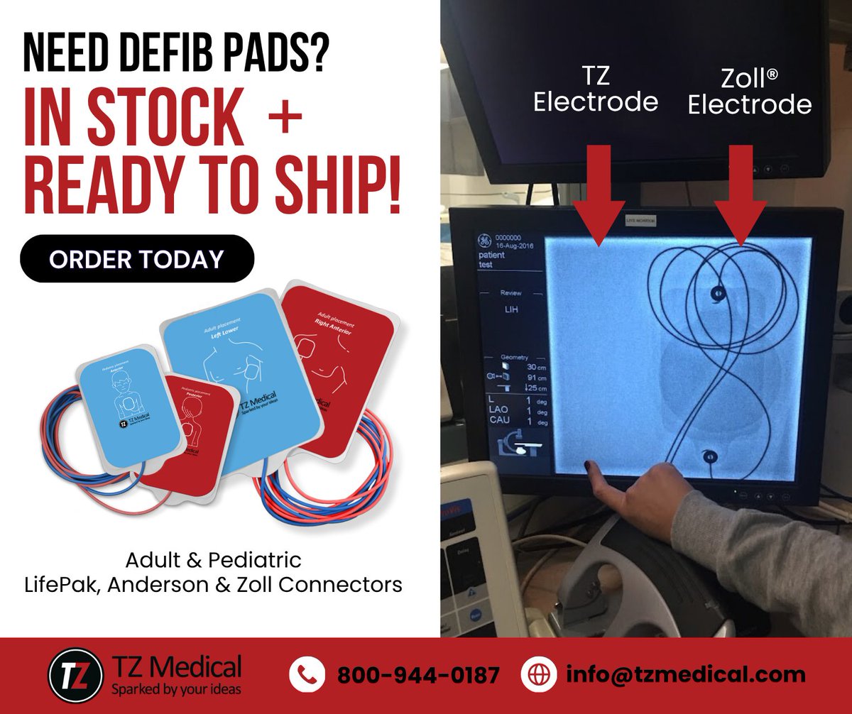 medical_tz's tweet image. Struggling with backorders? We have multifunction Defib Electrodes in stock &amp;amp; ready to ship. Our electrodes are designed for defibrillation, synchronized cardioversion, external pacing, &amp;amp; ECG monitoring. Order today! hubs.la/Q03T5Sj50 #DefibElectrodes #Defibrillation