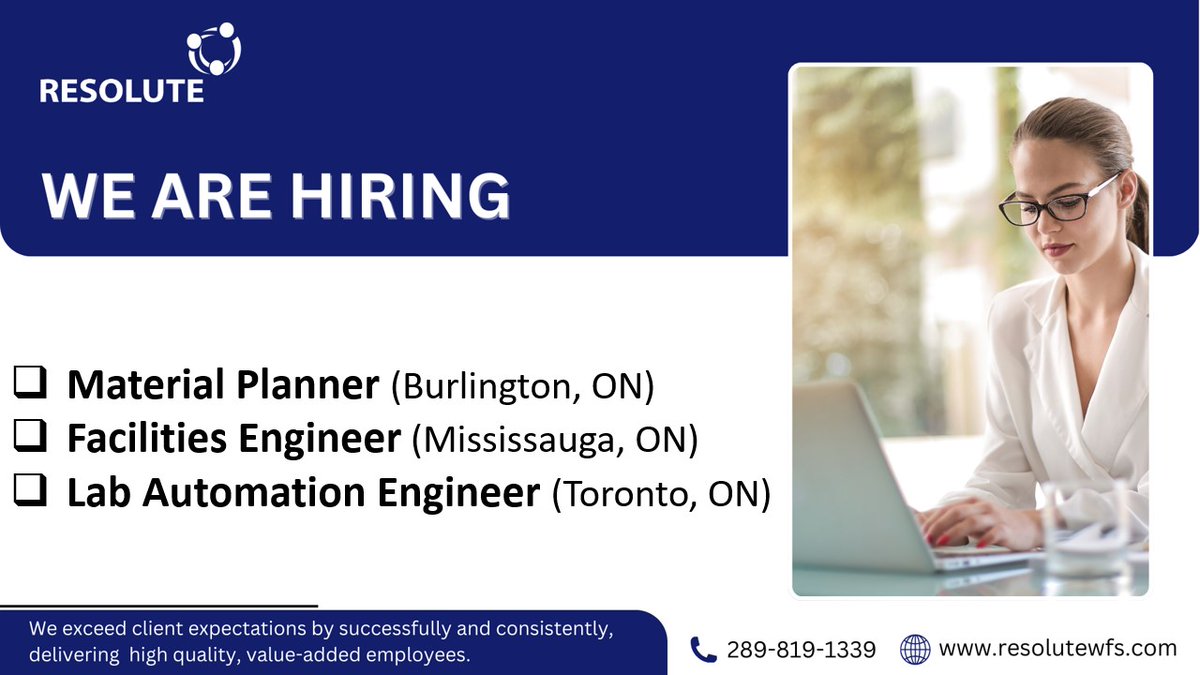 ResoluteWfs's tweet image. Material Planner, Burlington, ON.
resolutewfs.zohorecruit.com/jobs/Careers/3…
Facilities Engineer, Mississauga, ON.
resolutewfs.zohorecruit.com/jobs/Careers/3…
Lab Automation Engineer, Toronto, ON.
resolutewfs.zohorecruit.com/jobs/Careers/3…

#hiringalert #planner #APICS #facilitiesengineer #HVAC #automation #hamiltonsyatem #python