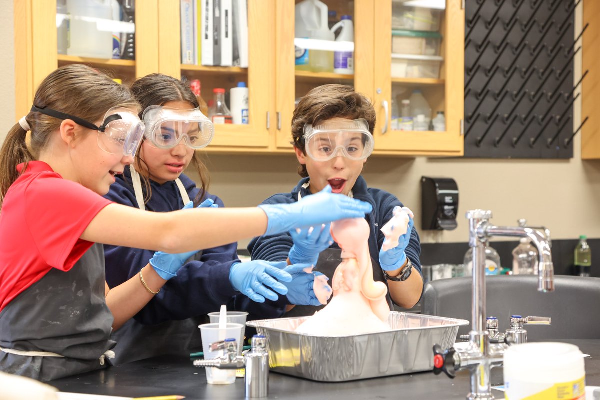 Recently, our 6th graders put their science skills to the test in Mrs. Prothro’s class with a hands-on chemical reaction experiment. Using “elephant toothpaste,” they explored how diff. elements interact + react when combined. It was a fun, bubbly day in the lab! #CAdifference
