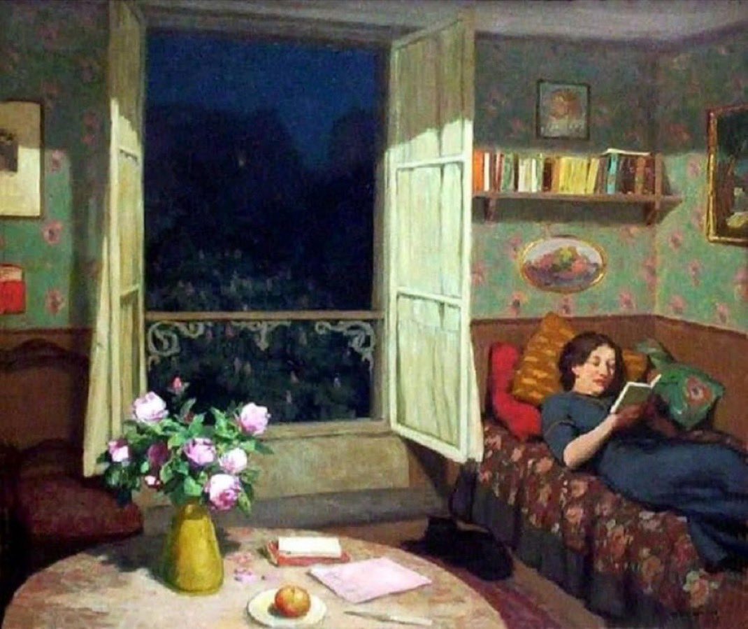 « Vilma lisant sur un #sofa » (1912) par #TavíkFrantišekŠimon. L’heure est à #VendrediLecture : quel livre lisez-vous en ce moment ?