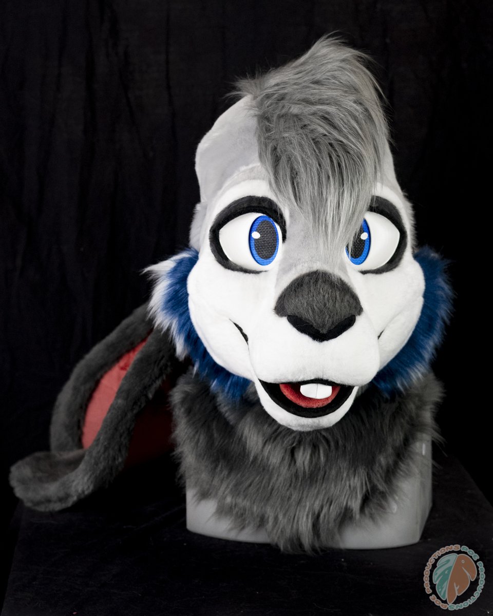 Who's that hopping on up here? 🐇 It's Grip! He's a rabbit head with super long ears that can even be tied back. 🎀 One of our quick turnaround fursuit head commissions. ✨ #FursuitFriday