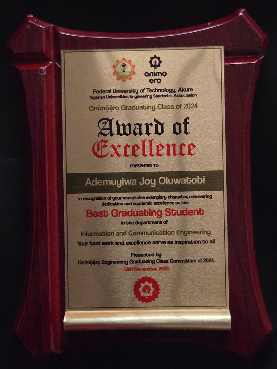 DefiGizmo's tweet image. From “just aiming for a first class” to 𝗕𝗲𝘀𝘁 𝗚𝗿𝗮𝗱𝘂𝗮𝘁𝗶𝗻𝗴 𝗦𝘁𝘂𝗱𝗲𝗻𝘁, Information and Communication Engineering, Federal University of Technology Akure 🙃🎓
 𝟰.𝟴𝟬/𝟱.𝟬𝟬 𝗖𝗚𝗣𝗔