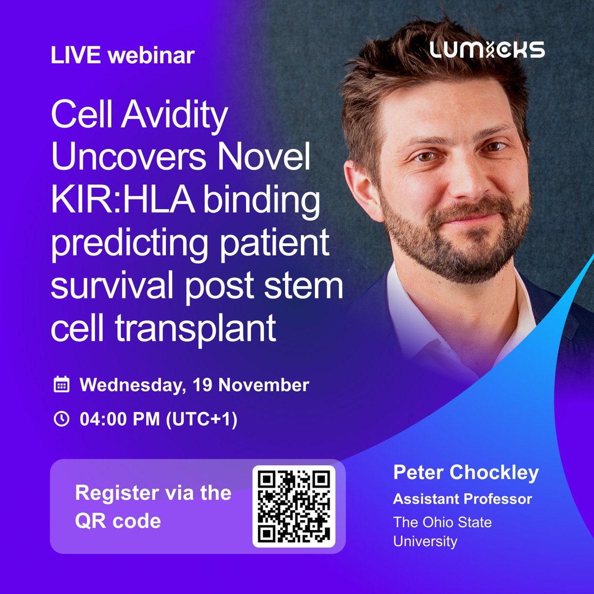 🔬 Join us for a live webinar: “Cell Avidity Uncovers Novel KIR:HLA Binding — Predicting Patient Survival Post Stem Cell Transplant” with Dr. <a href="/PeterChockley/">Peter Chockley</a>
📅 November 19, 2025 | 4PM (EST)
🔗 Register now: lumicks.com/event/webinar/…
#CellTherapy #NKcells #KIRHLA #StemCellTransplant