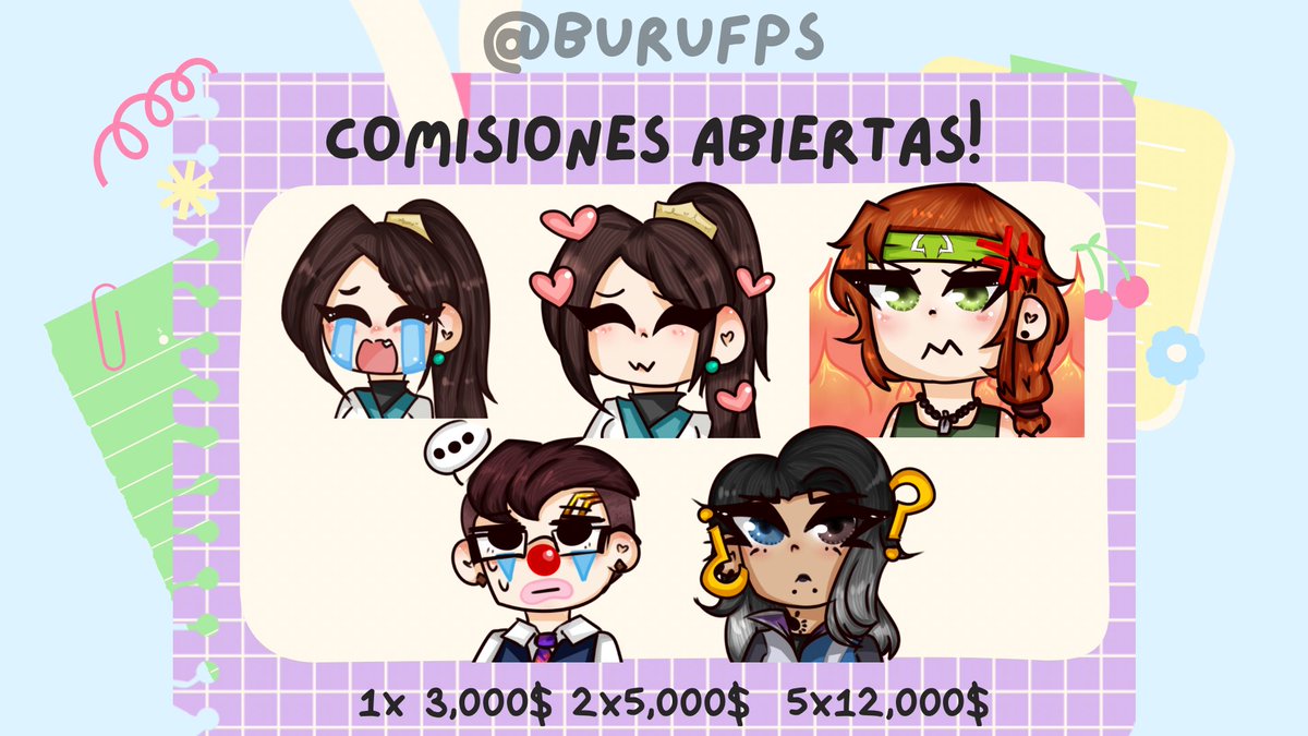 Buenas gente, me vienen unos gastos jodidos y una situación en general complicada estos meses, así que vuelve la promo de emotes con precios actualizados 🫶

Puedo hacer de lo que quieran, tienen ejemplos en el hilo y por DM me consultan sin drama.

Se agradecen RTs, gracias 💗