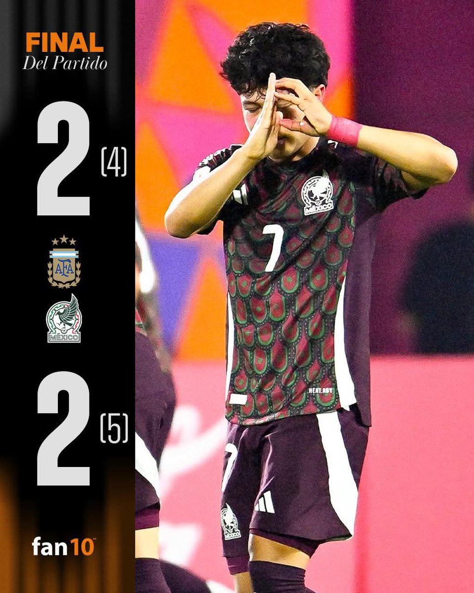 ¡¡MÉXICO VENCE A ARGENTINA!! 🇲🇽🤩🏆
¡¡MÉXICO VENCE A ARGENTINA!! 🇲🇽🤩🏆

La Selección Mexicana Sub17 elimina en penales a la Albiceleste y avanza a la siguiente ronda del Mundial de Qatar 2025.

EL MINI TRI VA POR LA TERCERA. 🇲🇽🏆
