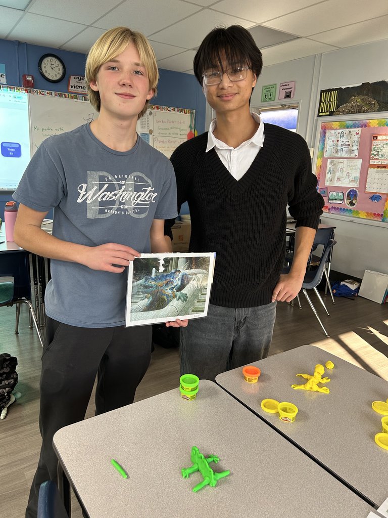 ValleyParkHS's tweet image. 🎨💙 Spanish III got creative this week while learning about Hispanic artists. After studying their styles, students made Play-Doh statue masterpieces inspired by the artwork. Check out their mini creations! 💙🧡 #LimitlessLearning #VPPride