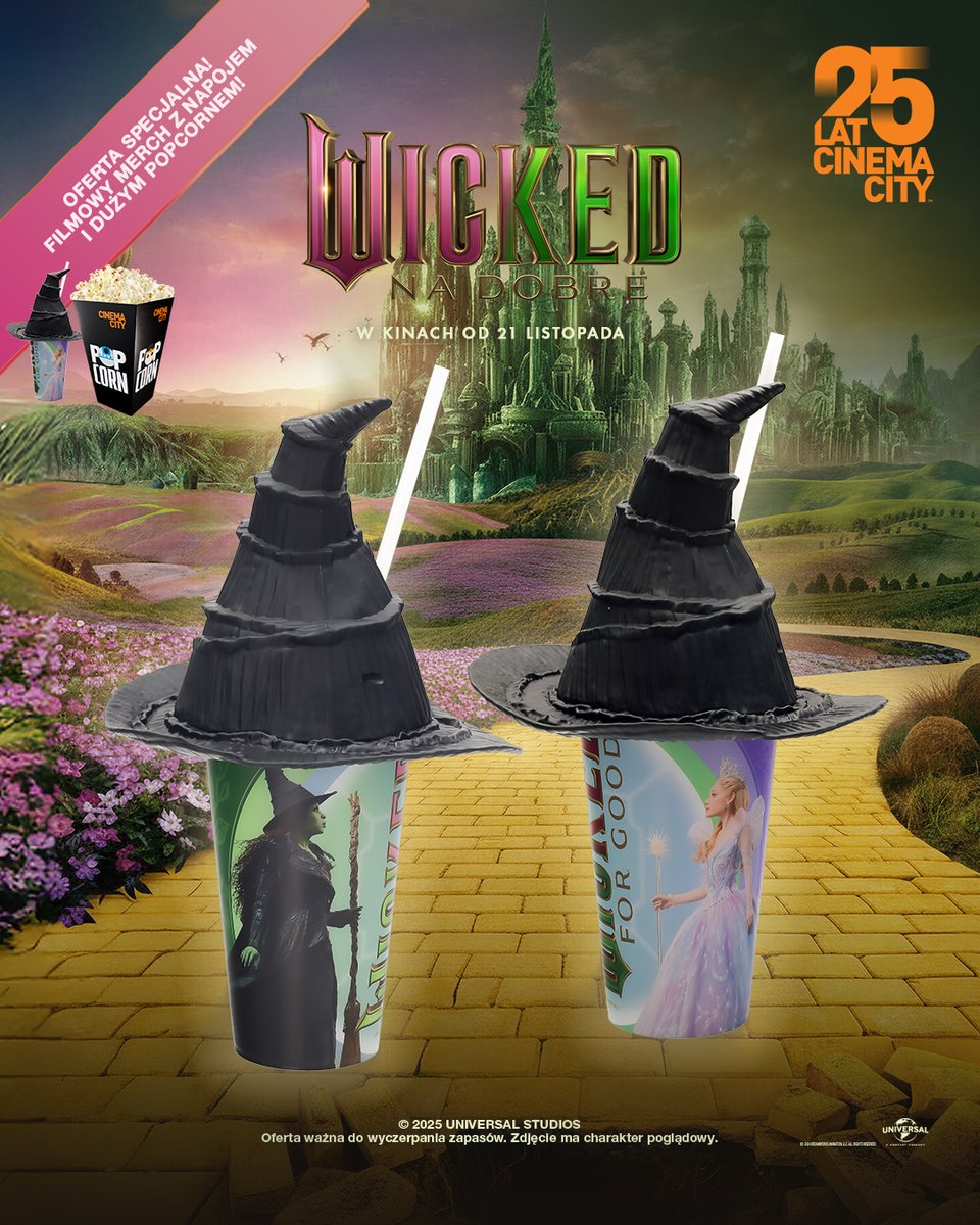 musicnewsfactpl's tweet image. Cinema City Poland zaprezentowało limitowaną edycję kubków z okazji premiery filmu &quot;Wicked: For Good&quot;