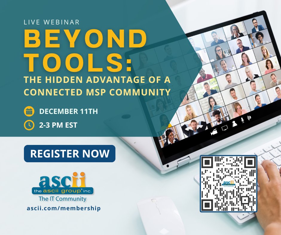 asciigroup's tweet image. Looking to join an #MSPCommunity that actually delivers value? Our upcoming membership #webinar gives an inside look at the programs, services, and peer connections that help members solve challenges and share real-world knowledge. See what ASCII offers. register.gotowebinar.com/register/94487…