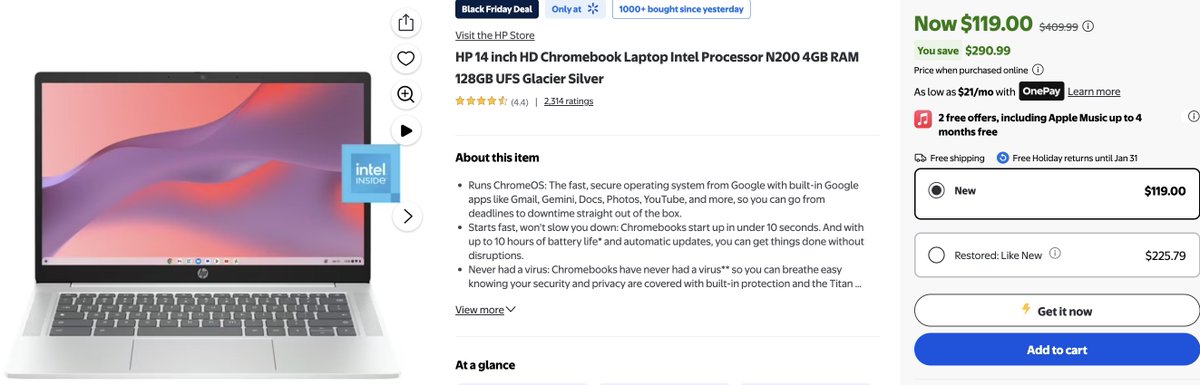 70% OFF! HP 14 INCH HD CHROMEBOOK LAPTOP

$119 was $409.99 #ad 

mavely.app.link/e/XjgHBFTiiYb