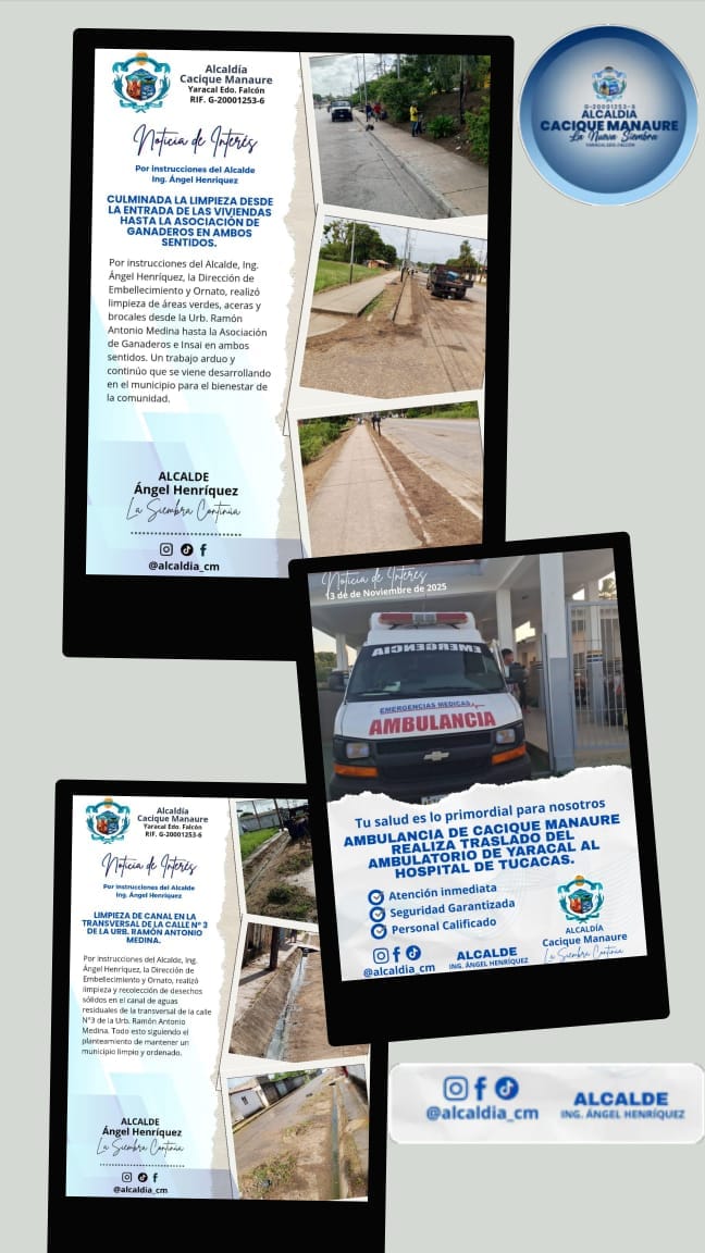 Municipio Cacique Manaure YARACAL Estado Falcón #ÁngelHenríquezALCALDE
#DirecciónGeneral #LaSiembraContinúa
@alcaldia_cm