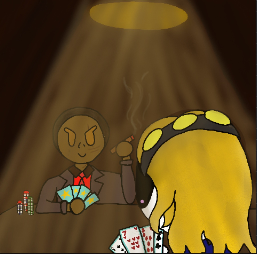 minder_kat81389's tweet image. My OC and @WoodylemonIII oc? Profile? Whatever you want to call it playing poker with each other for fun.

I made them look a bit more cartoony because they art having fun.

#Ocart #MuderdronesOc
