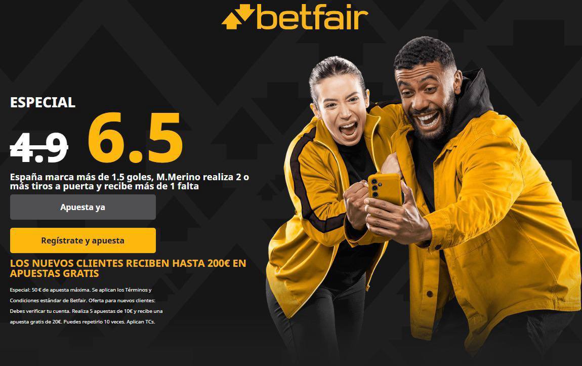 Cuota 6.5 🇬🇪🇪🇸 para mañana en Betfair 

Aumento exclusivo desde este link solo para nosotros, no la encontrareis dentro de la app: bdeal.io/Betfair/105920…

Además para nuevos usuarios, 200€ GRATIS registrándose en el enlace, buena oportunidad para hacerlo 😎