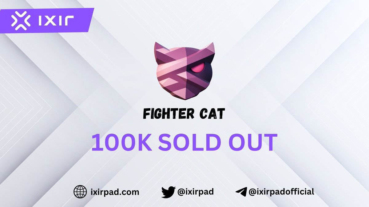 ixirpad's tweet image. 🚨 IDO COMPLETED — SOLD OUT!
@FighterCatToken has fully sold out its 100K allocation during the IDO on @ixirpad!

Thank you to everyone who supported — the journey starts now! 🚀
#FighterCat #IxirPad #Crypto