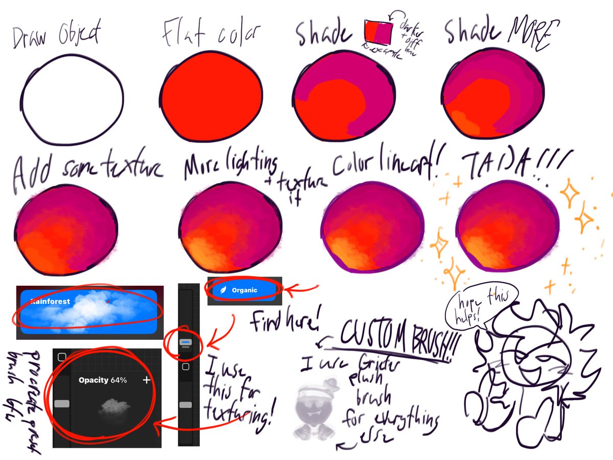 MultiAU113216's tweet image. Little #arttutorial I made! I’m bad at explaining but here
Basically how I draw textured and shaded stuff

#tutorial #art #stepbystep