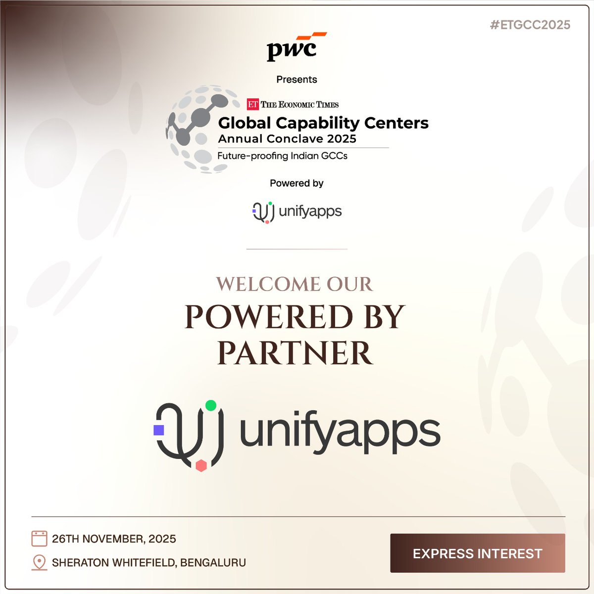 ETGCCWorld's tweet image. We’re excited to welcome UnifyApps as the Powered By Partner for The Economic Times Global Capability Centers Annual Conclave 2025.

Express your interest now: b2b.economictimes.indiatimes.com/gcc-conclave-b…

#ETGCC2025 #ETGCCConclave #UnifyApps