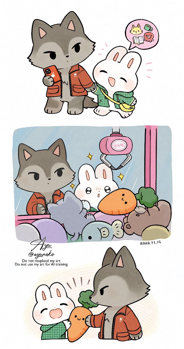 ayunoko's tweet image. Tiny Joys✨🐺🐰