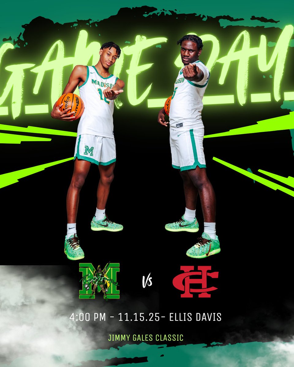 GAME DAY … 11.15.25 4:00p.m. Jimmy Gales Class at Ellis Davis Fieldhouse.  The ‘Great’ James Madison vs Cedar Hill Longhorns … Let’s Go Trojans <a href="/TGJMBBall/">TGJM Boys Basketball Program</a> <a href="/TGJMTrojans/">The “Great” James Madison</a>