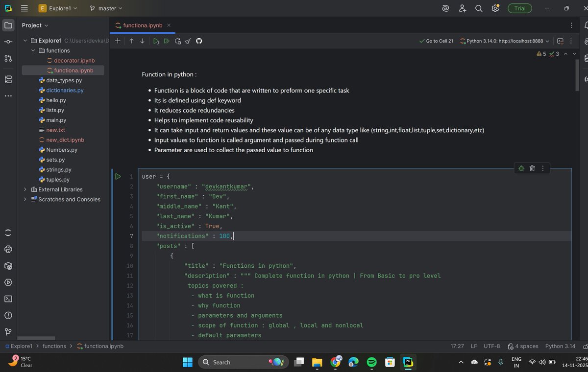 dev_kant_kumar's tweet image. Mastered Python Functions this week! 🐍✨
From basic def to advanced decorators 

#Python  #programmingprojects #Coding #CodingJourney #CodingLife