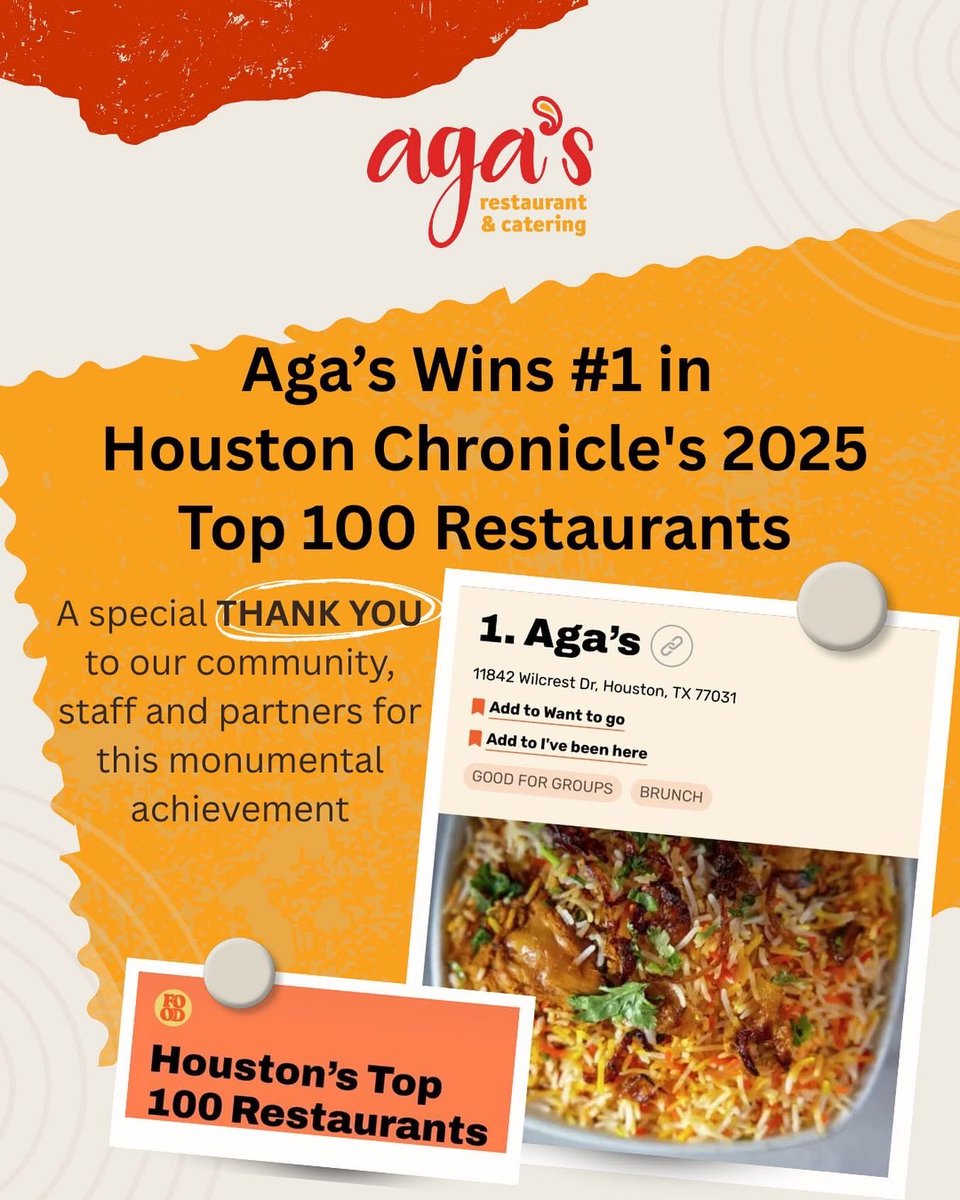 We are incredibly honored to be named #1 in the Houston Chronicle’s Top 100 Restaurants of 2025. 🥇❤️