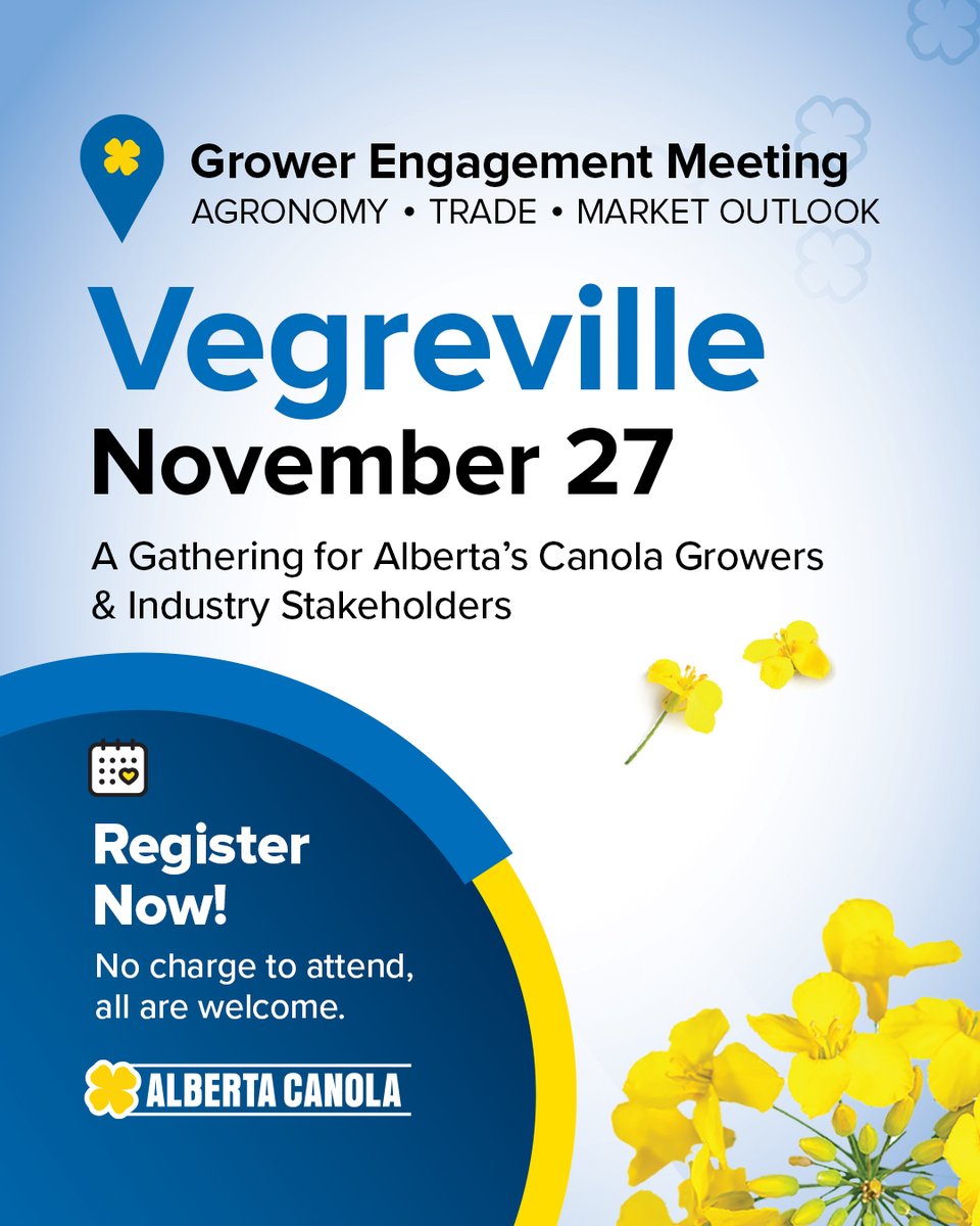 Vegreville, we’re coming your way! Join us for expert insights on trade, market outlooks, and agronomy! Plus provide input on commission research, advocacy, and other key priorities.
Register early to win a Milwaukee M18 Grease Gun! tinyurl.com/23rdzsx8
#AlbertaAg #WestCdnAg