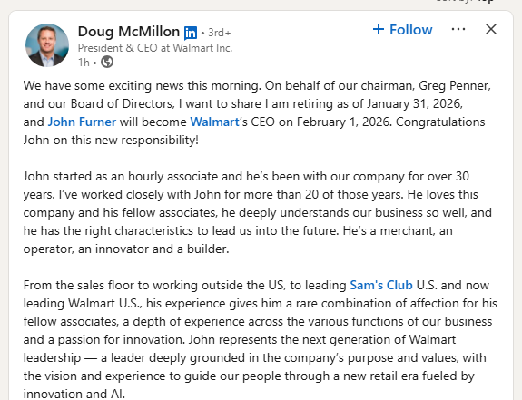 jimboleeslice's tweet image. Walmart CEO retiring, we&apos;re cooked aren&apos;t we??