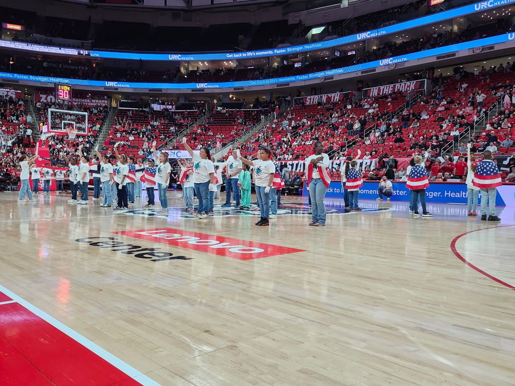 CCESCrocsRock's tweet image. On Wednesday, 4th and 5th graders performed God Bless the USA at the NC State basketball halftime. They have worked hard and did a fabulous job!