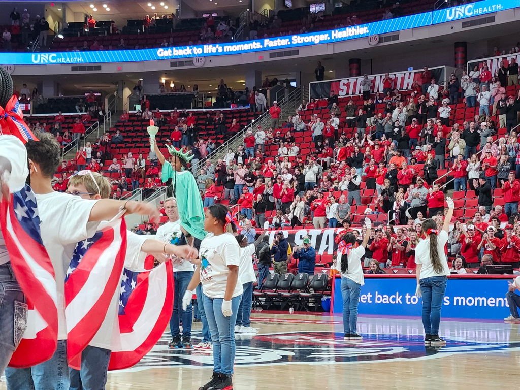 CCESCrocsRock's tweet image. On Wednesday, 4th and 5th graders performed God Bless the USA at the NC State basketball halftime. They have worked hard and did a fabulous job!