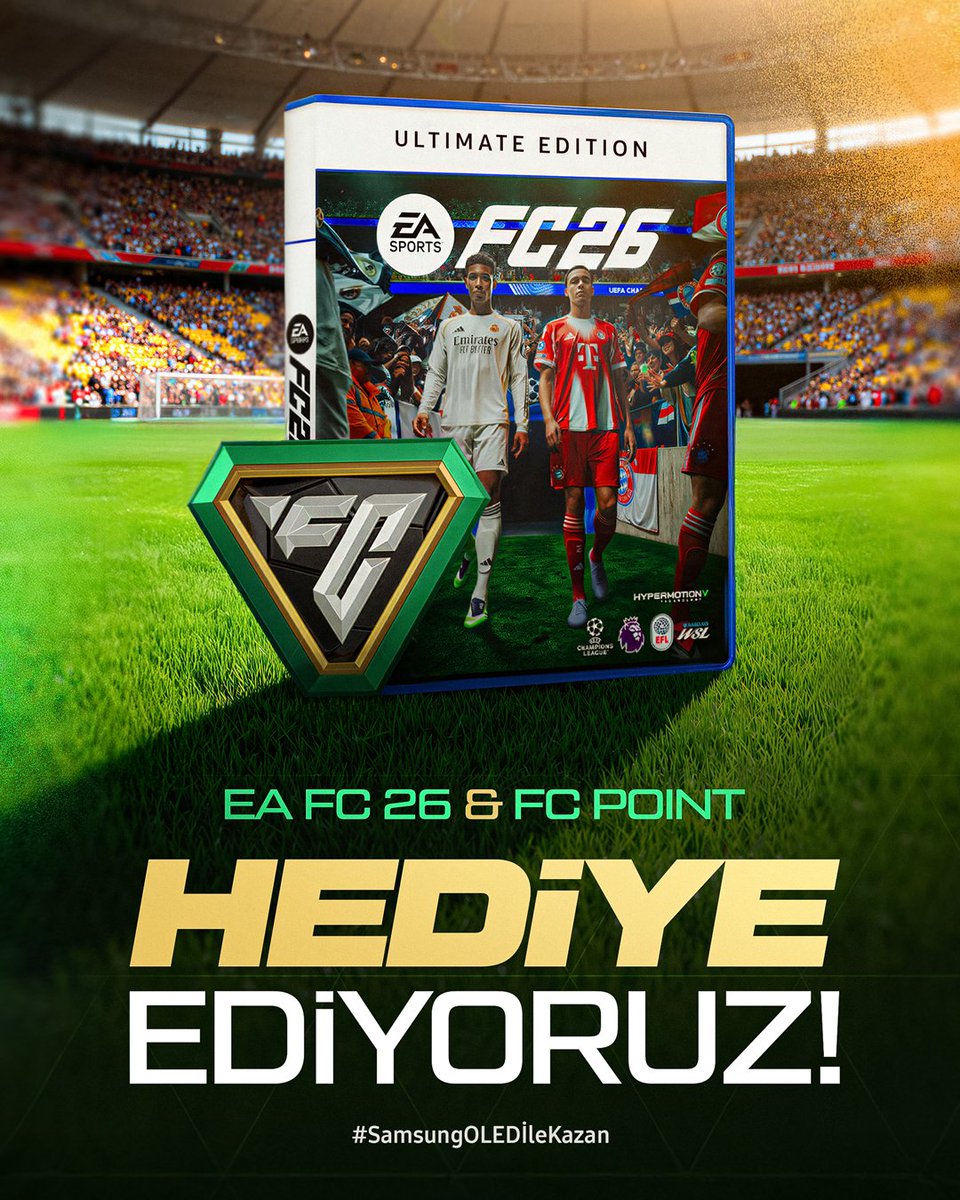 Samsung OLED TV ile turnuva heyecanı yaklaşırken EA FC 26 ve FC Point kazanma şansını yakala! 🔥

🎁 2 kişiye EA FC 26 Ultimate Sürüm,
🎁 2 kişiye tam 5.900 FC Point hediye ediyoruz,

İşte yapmanız gerekenler 👇
🔹@futesportsgg, <a href="/ArsevenEge/">Ege Arseven</a> ve <a href="/zgocbrayt/">Can Sarı</a>'ı takip et.

🔹Gönderiyi