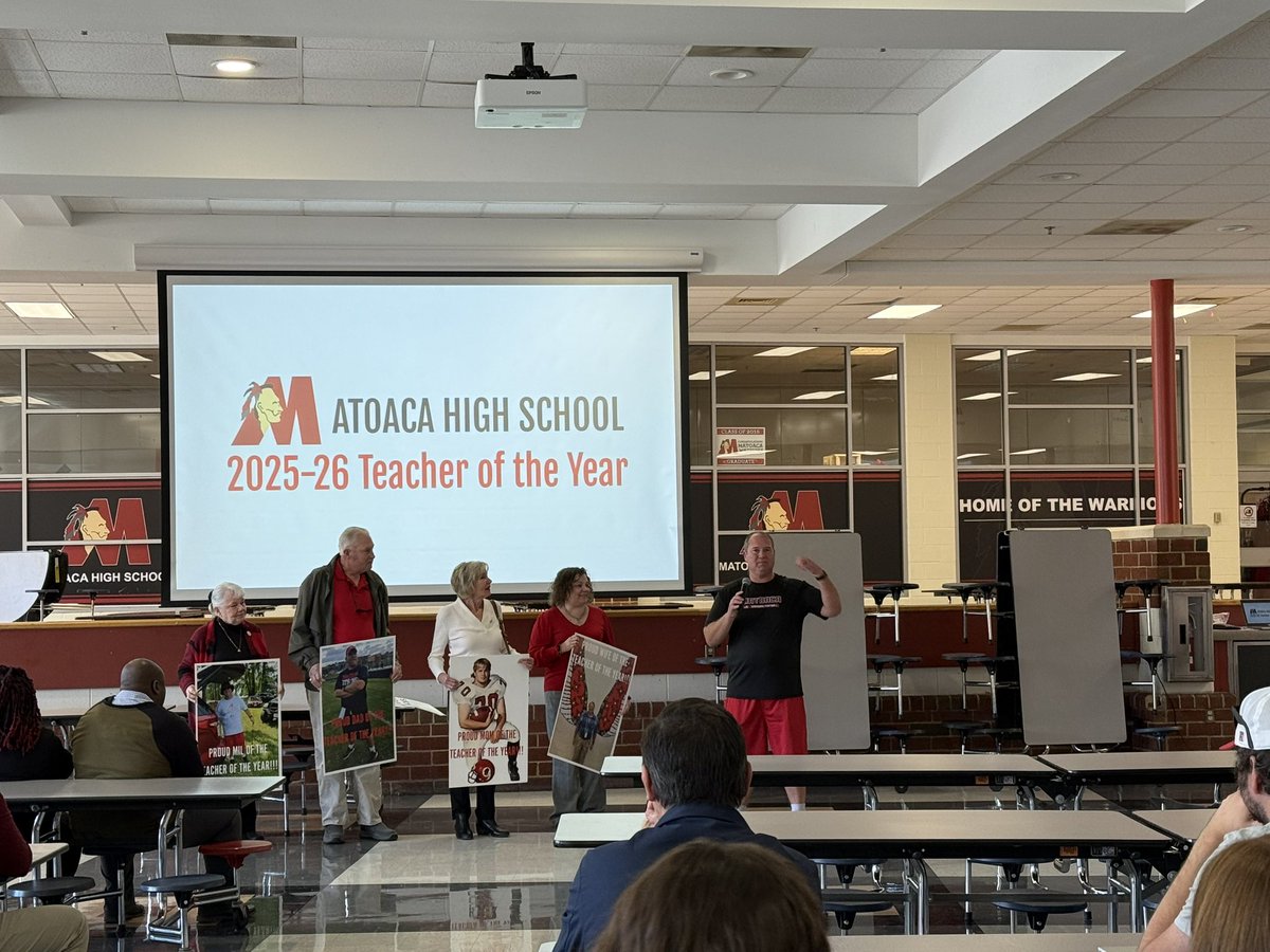 Huge Congratulations to our offensive line coach and now Matoaca High School TEACHER OF THE YEAR!!#warriorpride #family <a href="/CoachStinson804/">Matt Stinson</a>