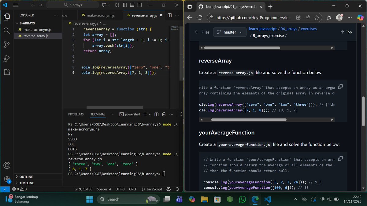 FLight2304's tweet image. Day 10 of learning JavaScript:
Arrays got me on a full rollercoaster 🎢
I feel fine watching the lectures-build the code-then the output is still wrong because my logic and JavaScript are apparently not speaking the same language yet 🤷‍♀️But we move again.
#CodeJourney #TechGirl