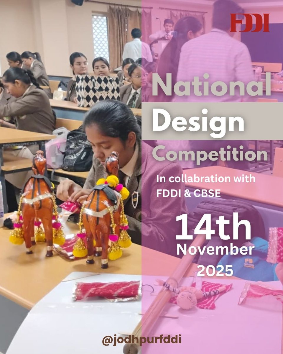 jodhpurfddi's tweet image. National Design Competition 2025
National Design Competition 2025 at FDDI Jodhpur in collaboration with CBSE! 🎨✨
Young designers showcased creativity, innovation &amp;amp; problem-solving through powerful design ideas. 💡🌟
 #CBSE #DesignCompetition #fddi #fddijodhpur