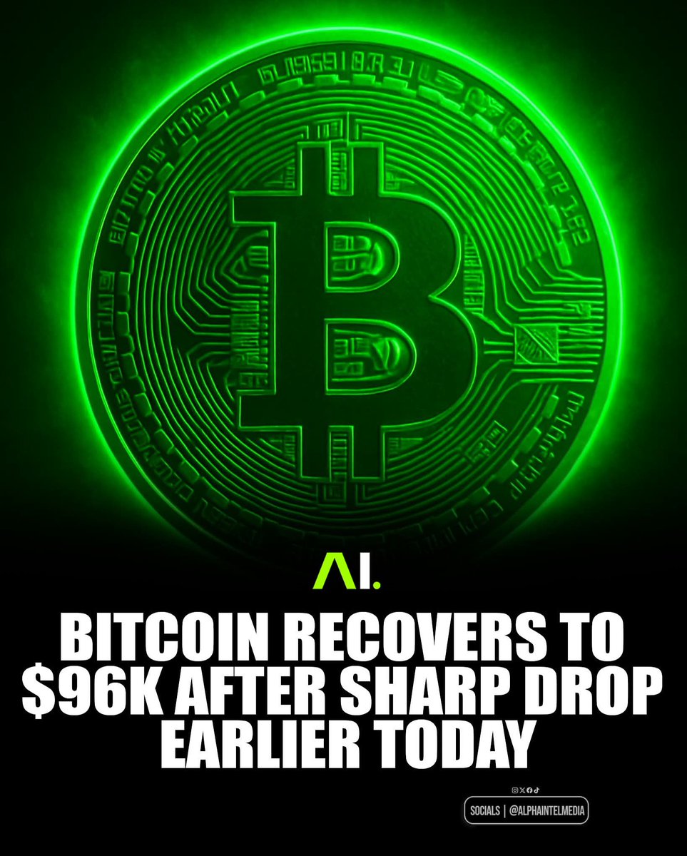 Bitcoin Recovers to $96K After Sharp Drop Earlier Today