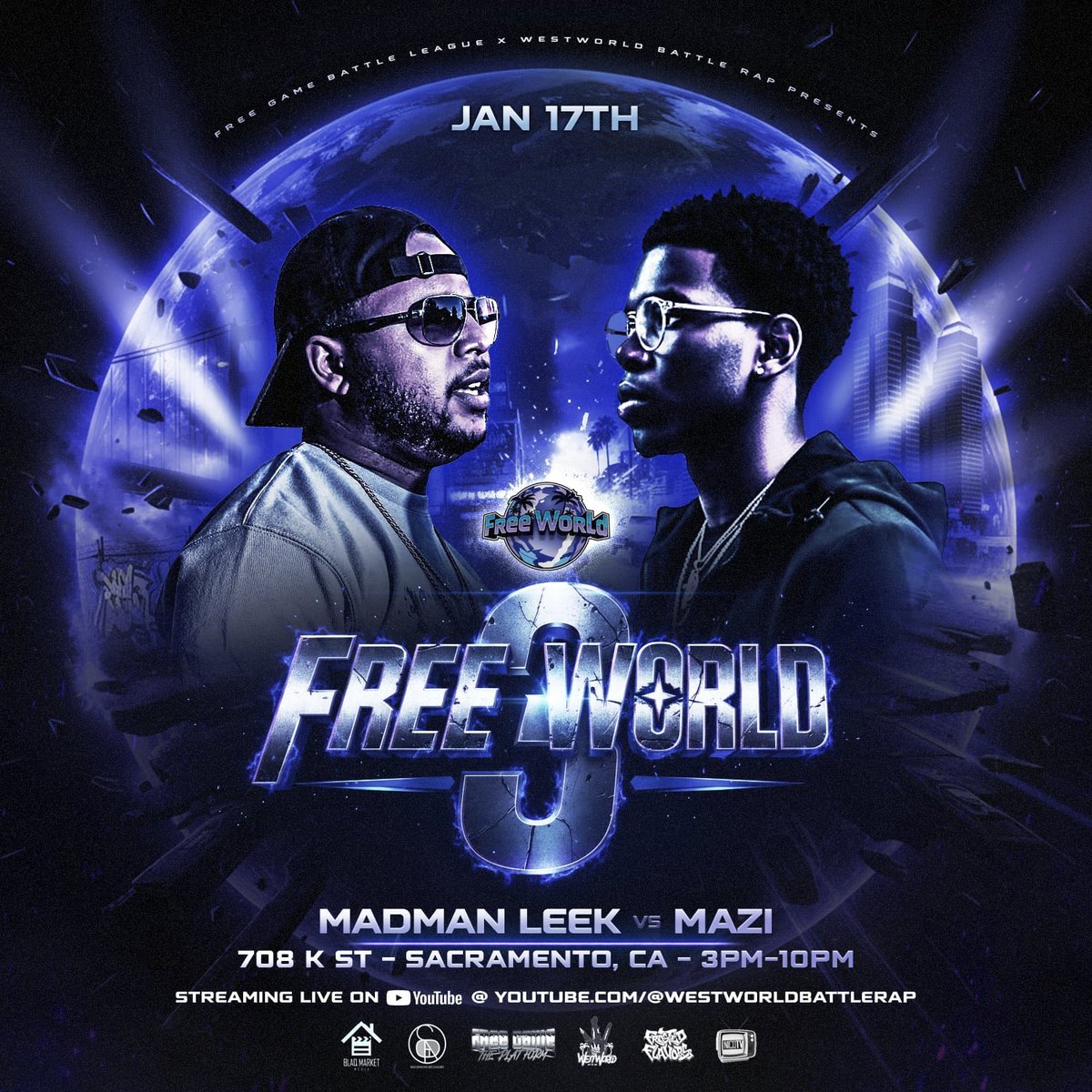 madmanleek's tweet image. Free Game X WestWorld: FreeWorld 3

Madman Leek vs. Mazi 💣🥛

1/17/26 - Sacramento, Ca

@madmanleek @36mazi 
@RTWestWorld @bcmusic1st 

More announcements soon! #FreeWorld3