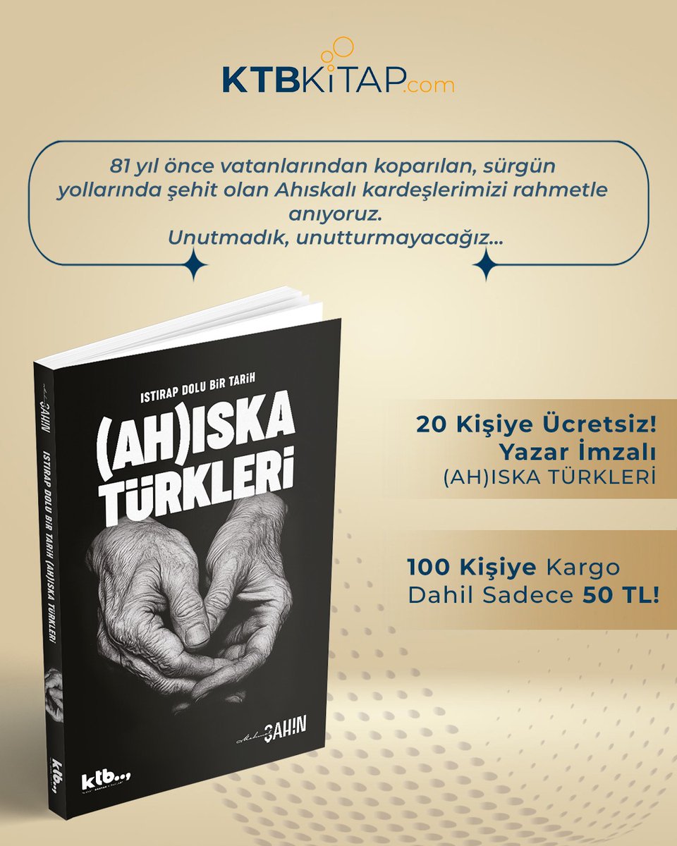 ktbkitap1's tweet image. 📚 (AH)ISKA TÜRKLERİ kitabı için özel kampanya!

• Beğen + RT → 20 kişiye yazar imzalı ÜCRETSİZ kitap
• 100 kişiye kargo dahil sadece 50 TL fırsatı

⏳ Kampanya: 14–16 Kasım (2 gün)
Kazananlar DM ile bilgilendirilecektir.

#Ktbkitap #AhıskaTürkleri #Kampanya 
@mhmtshnoffical