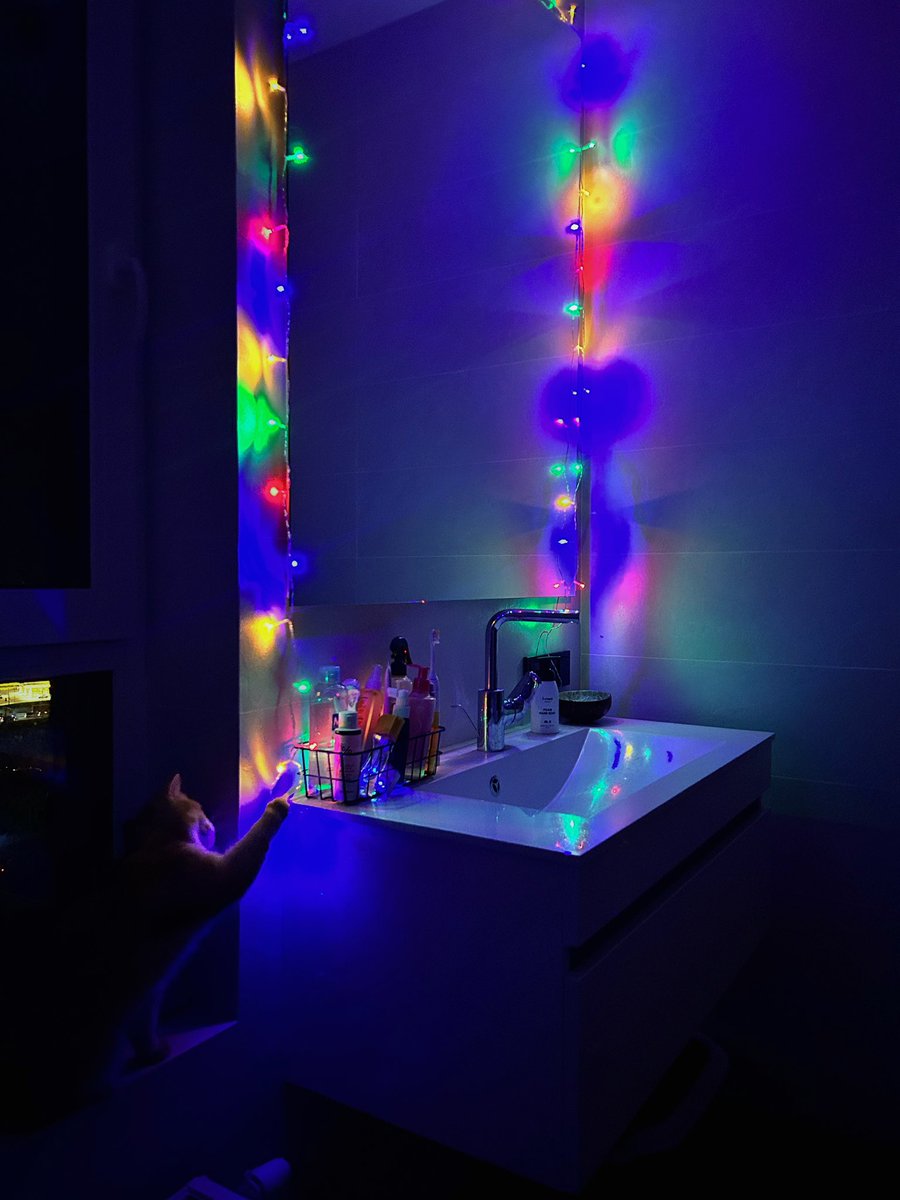 My bathroom looks very Eyes Wide Shut because of these power outages in Kyiv.