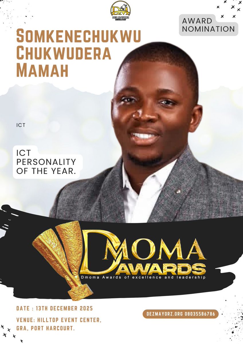 codeambassadors's tweet image. Proud moment for us at @codeambassadors!!🥳
Our Team Lead, Somkenechukwu Chukwudera Mamah @somkene_sk , has been nominated for ICT Personality of the Year at #DmomaAwards2025 🎉
His leadership and impact in ICT education speak for themselves.
#ICT #TechLeadership #CodeAmbassadors