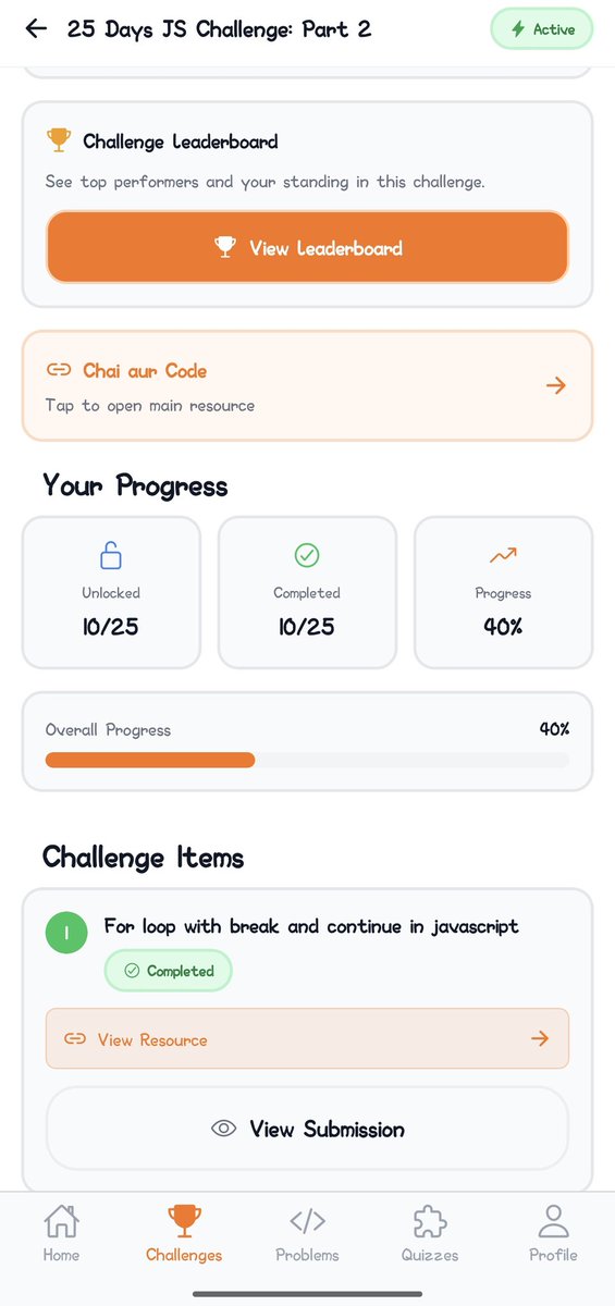 Deepaks0611's tweet image. Progress: 40% 
Completed Day 10 of the #25DaysJSChallenge part 2 with
@ChaiCodeHQ @Hiteshdotcom @nirudhuuu

Topic :Events in JavaScript  #BuildinPublic #MasterJi #JavaScript #CodingJourney