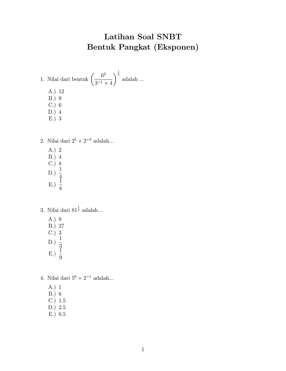 nakamatika's tweet photo. PDF Latihan SNBT 2026
Pengetahuan Kuantitatif
Eksponen

Materi fundamental buat anak SMA ._.
ada 11 soal, salah satunya soal asli UTBK SNBT 2023. https://t.co/IT0HVz0fIP