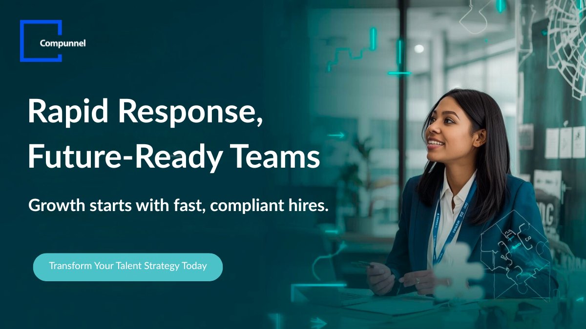 Compunnelinc's tweet image. Fast response staffing → Future-ready hiring → Compliance-first placements. 
That’s how Compunnel turns gaps into growth. 
hubs.li/Q03Tc3Hv0

#Talent #Compunnel #TalentTransformation