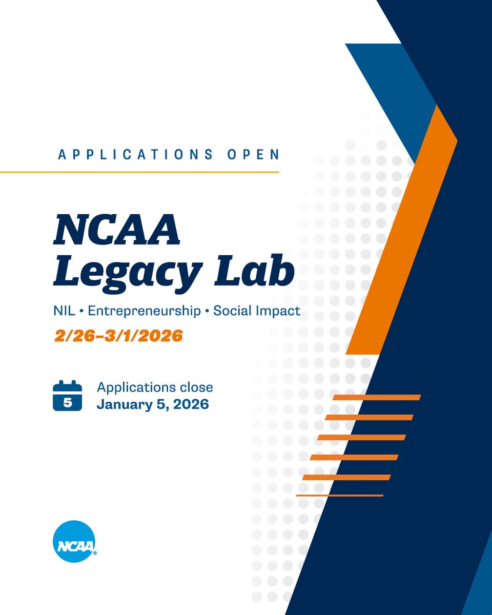 Calling all Division I sophomore and junior student-athletes! 🗣️

The NCAA Legacy Lab is now accepting nominations for the 2026 program! This program empowers student-athletes to integrate their playing fields with entrepreneurship, offering them tools to build lasting legacies.