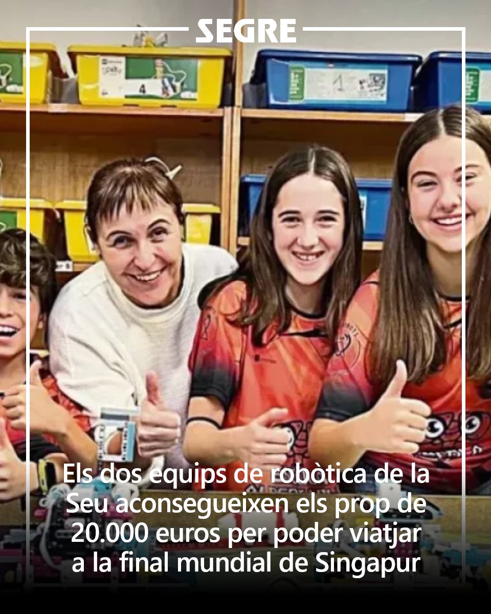 Els equips de robòtica de la Seu d'Urgell que aniran a final de mes a Singapur com a únics representants de Catalunya a la final mundial de la World Robot Olympiad han aconseguit el finançament suficient per al viatge. Més informació a mrf.lu/xNB_